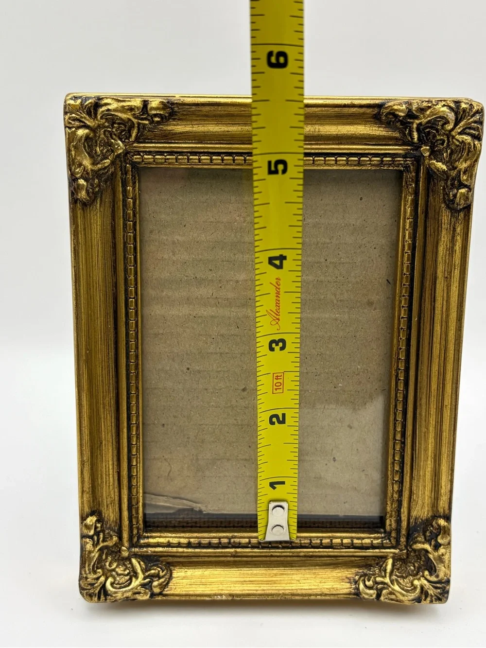 Vintage, Fetco Int. Inc., Frame, Wooden, Brass Color, 3 x 4.75 with Glass